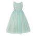 Big Girls Mint Sparkle Pearl Sequin Satin Tulle Junior Bridesmaid Dress 8-12 - SophiasStyle.com